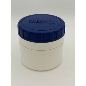 Vintage Thermos Insulated Jar Model 1155 White Blue Wide Mouth Container Canada